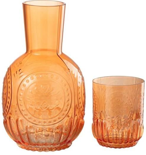 J-Line karaf + glas Maya glas oranje