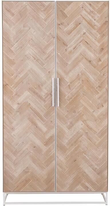 J-Line kast Hoog 2 Deuren Zigzag hout metaal naturel wit - Foto 3