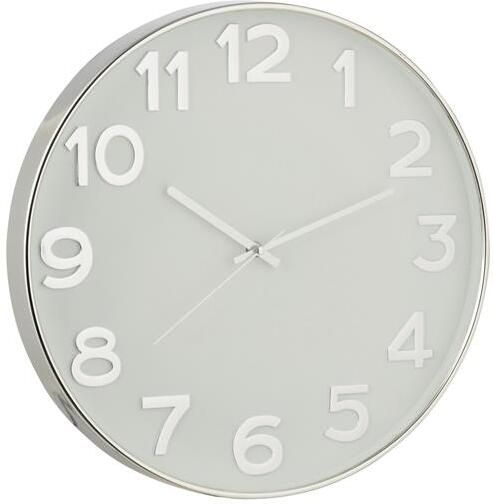 J-Line klok Arabische Cijfers kunststof zilver Ø 40 cm