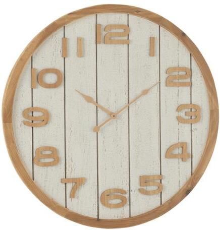 J-Line klok hout wit|naturel large Ø 60 cm