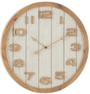 J-Line klok hout wit|naturel small Ø 40 cm