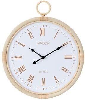 J-Line klok Kyr rotan naturel|wit small Ø 48 cm