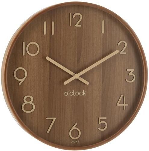 J-Line klok multiplex|hout donker naturel large Ø 53