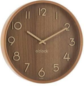 J-Line klok multiplex|hout donker naturel small Ø 30