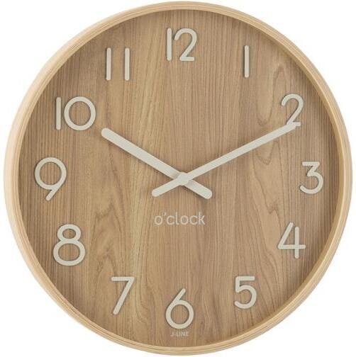 J-Line klok multiplex|hout licht naturel small Ø 53