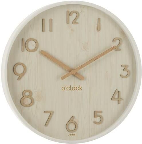 J-Line klok multiplex|hout wit large Ø 53 cm