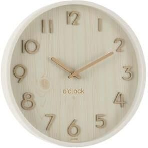 J-Line klok multiplex|hout wit small Ø 30 cm