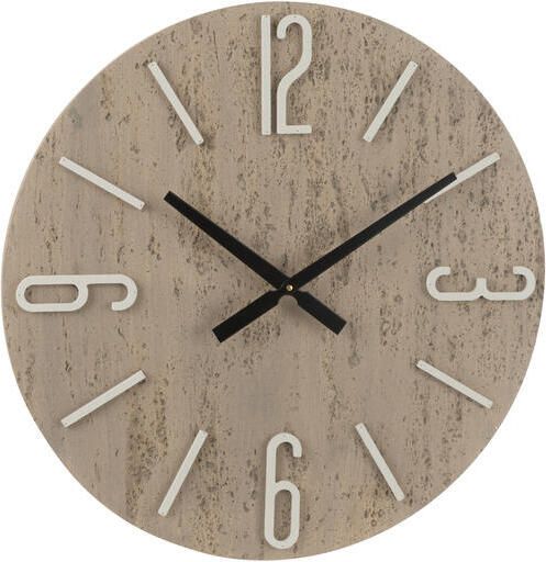 J-Line klok Pol hout|steen mix Ø 58.5 cm