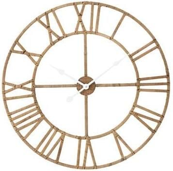 J-Line klok Roman rotan|metaal naturel small Ø 70 cm