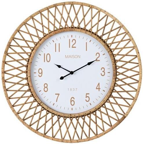 J-Line klok Wonder rotan naturel|wit large Ø 61.5 cm