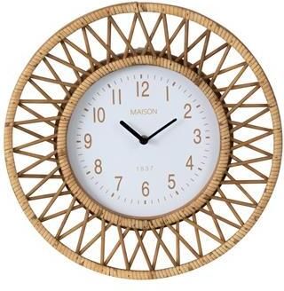 J-Line klok Wonder rotan naturel|wit small Ø 40 cm