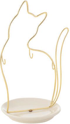 J-Line kom Kat porselein|metaal large