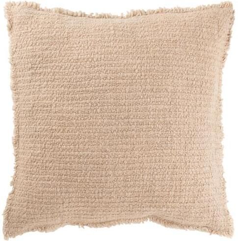 J-Line kussen Gerafelde Randen katoen|polyester beige