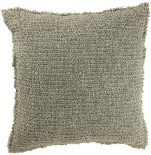 J-Line kussen Gerafelde Randen katoen|polyester groen