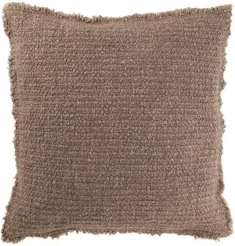 J-Line kussen Gerafelde Randen katoen|polyester taupe