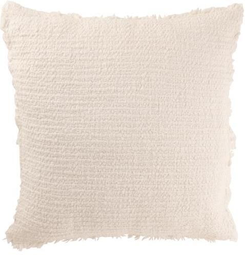 J-Line kussen Gerafelde Randen katoen|polyester wit