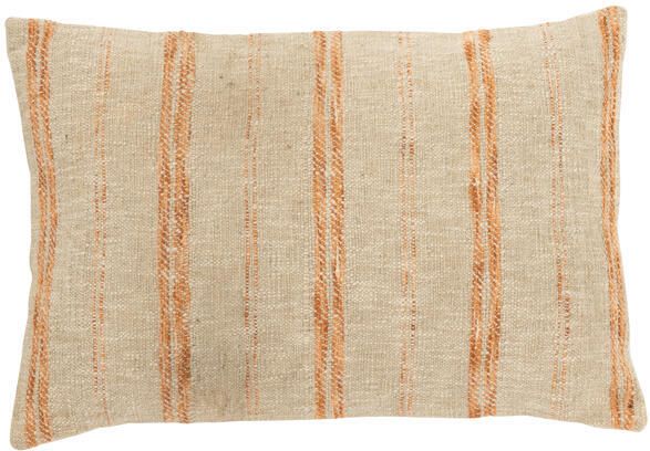 J-Line Kussen Rechthoek Strepen Linnen|Katoen Beige|Roest