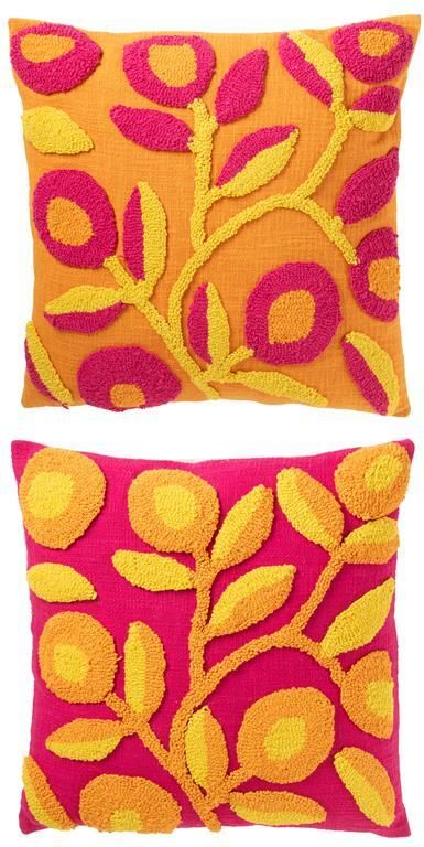 J-Line kussen Vierkant Borduurwerk Bloem katoen mix 2 stuks