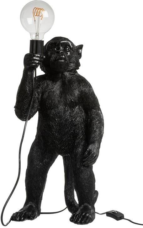 J-Line Lamp Aap Staand Polyresin Zwart