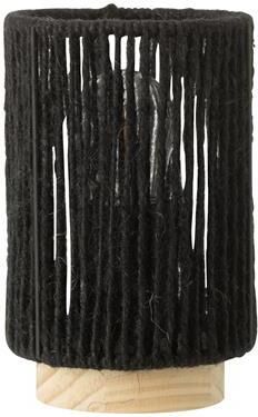 J-Line lamp Cilinder metaal|katoen zwart small LED lichtjes