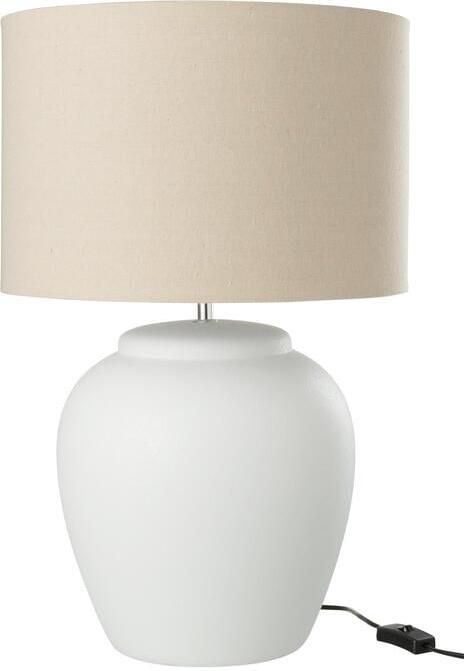 J-Line Lamp Meli + Kap Keramiek Linnen Wit Large 41x41x60cm