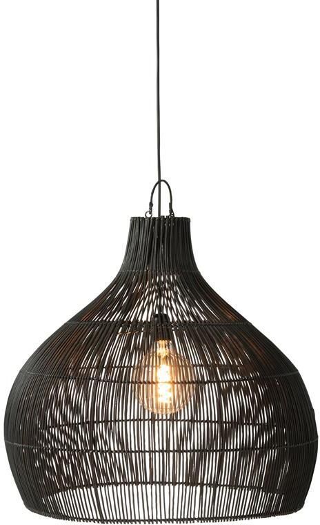 J-Line lampenkap Peervorm rotan zwart