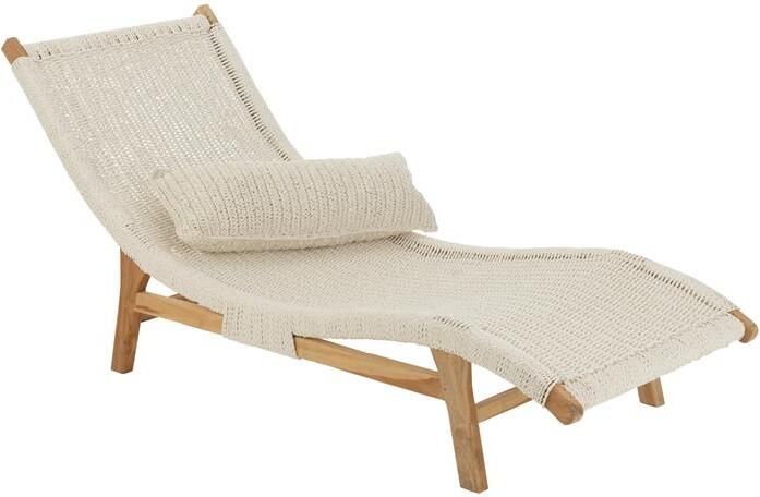 J-Line ligzetel + kussen Geweven kunststof hout wit - Foto 2