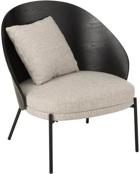 J-Line loungestoel Lone hout metaal zwart grijs - Foto 2