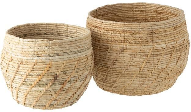 J-Line mand Raffael Rond jute naturel 2 stuks
