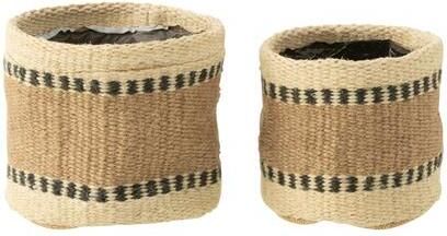 J-Line mand Rond + Band jute naturel|beige extra small 2 stuks