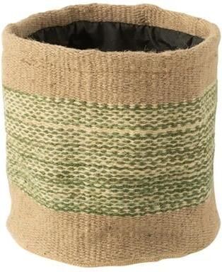 J-Line mand Rond + Band jute naturel|groen large 2 stuks