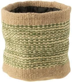 J-Line mand Rond + Band jute naturel|groen medium 2 stuks