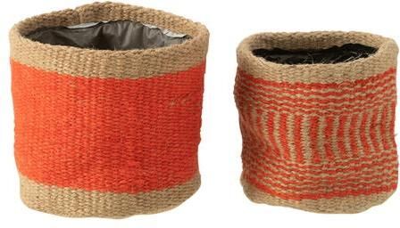 J-Line mand Rond + Band jute naturel|oranje XS|S 2 stuks