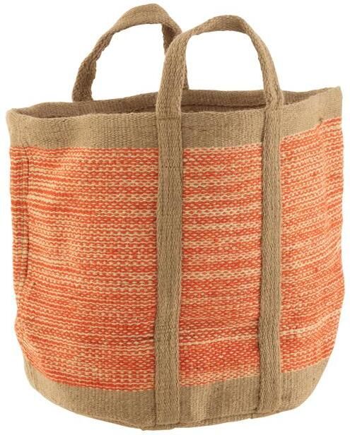 J-Line mand Rond Met Handvaten jute naturel|oranje