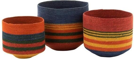 J-Line mand Rond Met Kleine Voet + Strepen zeegras 3 stu