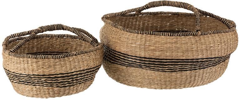 J-Line mand Rond zeegras naturel set van 2
