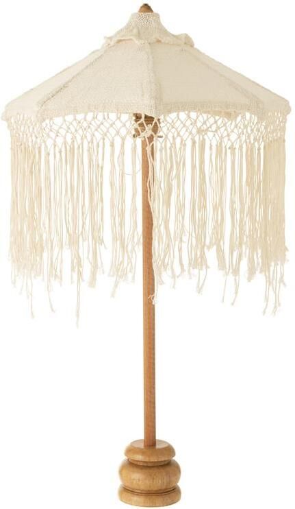 J-Line parasol Lang Franjes hout wit