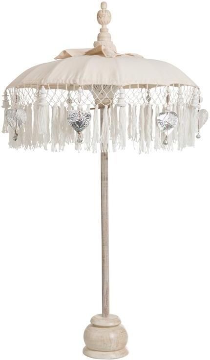 J-Line parasol + Voet + Kwast katoen|hout creme|zilver small