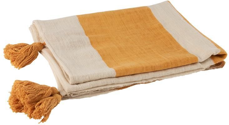 J-Line Plaid Strand Groeven katoen oker 185 x 135 cm - Foto 2