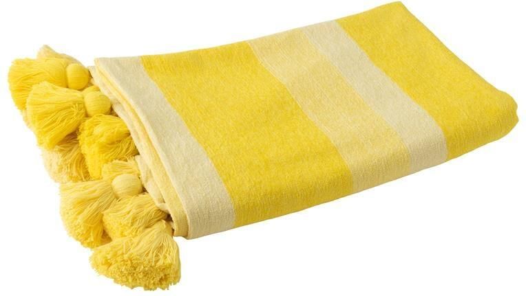 J-Line plaid Strepen + Kwastjes katoen geel