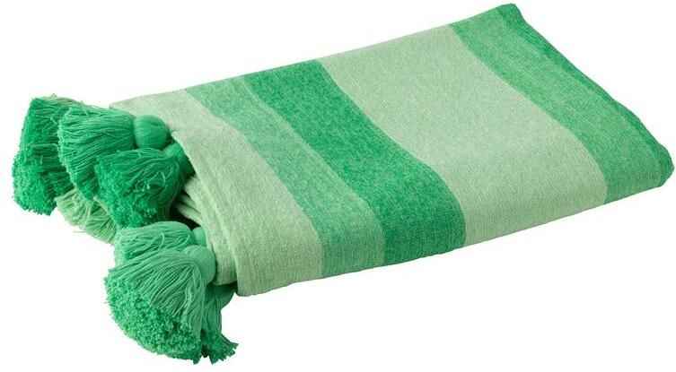 J-Line plaid Strepen + Kwastjes katoen groen