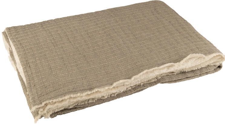 J-Line Plaid Strepen Stiksel Katoen|polyester Grijs 180x130x1cm