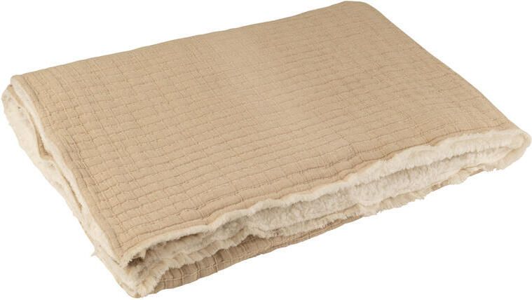 J-Line Plaid Teddy Strepen Katoen|polyester Beige 180x130x1cm
