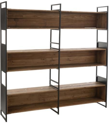 J-Line rek gerecycleerd hout metaal zwart naturel large - Foto 2