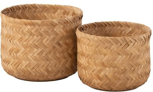 J-Line set van 2 mand bamboe naturel