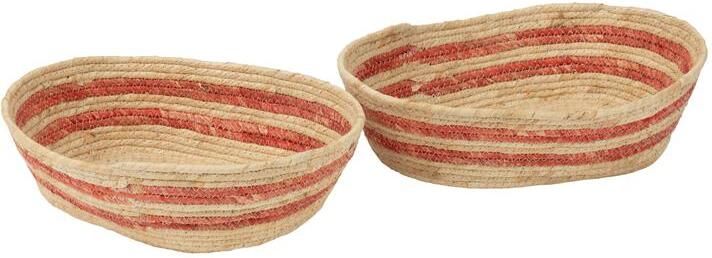 J-Line Set Van 2 Mand Streepjes Maïs Naturel|Rood