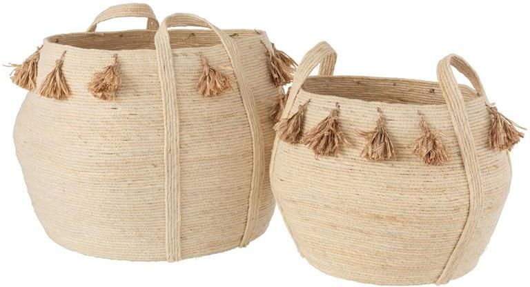 J-Line set van 2 manden Bol naturel lichtbruin