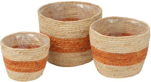 J-Line Set Van 3 Mand Streep Maïs Naturel|Oranje