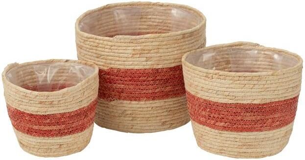 J-Line Set Van 3 Mand Streep Maïs Naturel|Rood