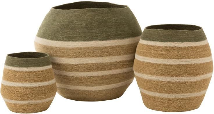 J-Line Set Van 3 Mand Strepen Zeegras Groen|Naturel